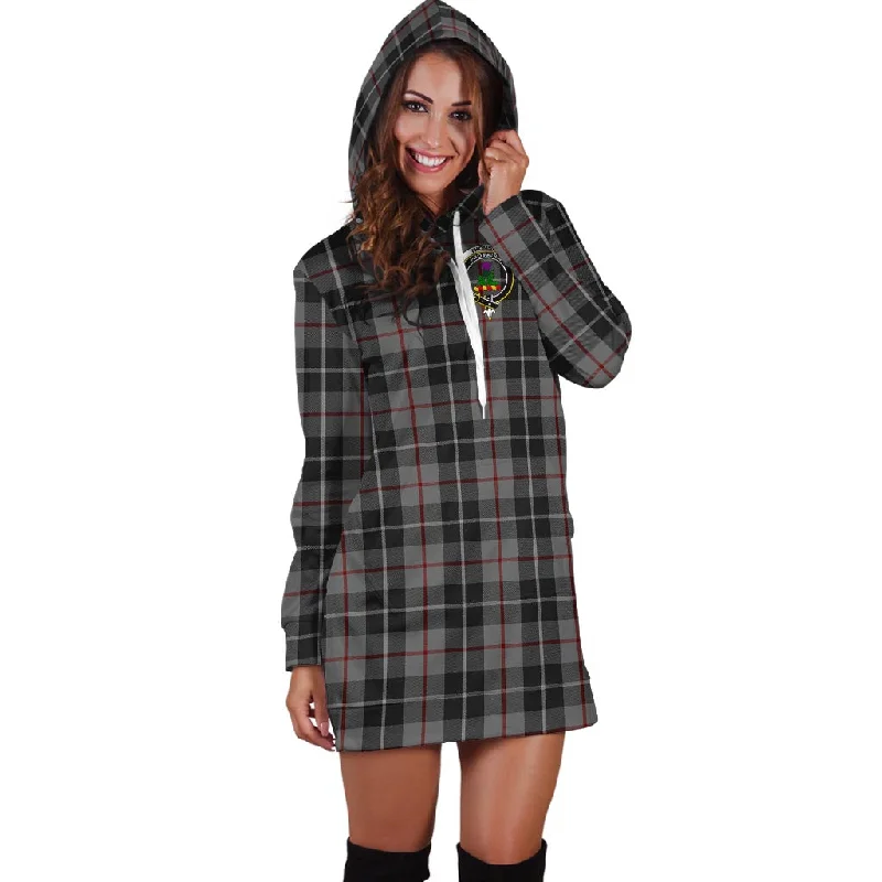 Thompson Grey Tartan Hoodie Dress with Family Crest