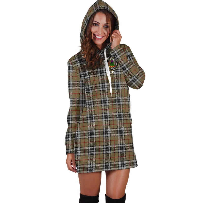 Thomson Camel Tartan Hoodie Dress with Family Crest