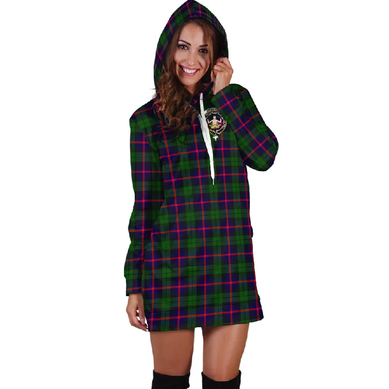 Urquhart Modern Tartan Hoodie Dress with Family Crest