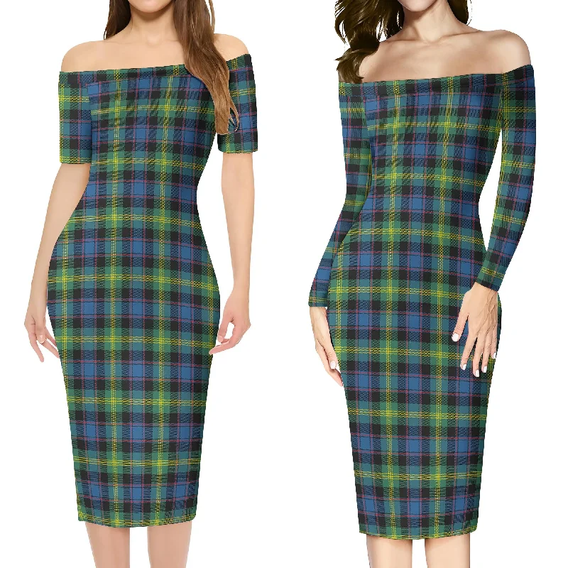 Watson Ancient Tartan Off Shoulder Lady Dress