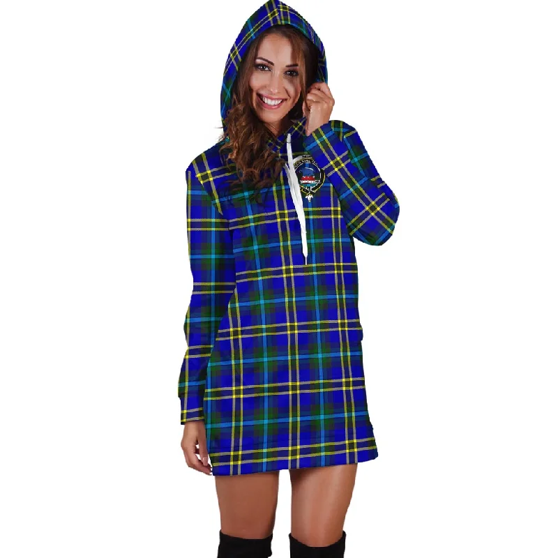 Weir Modern Tartan Hoodie Dress with Family Crest