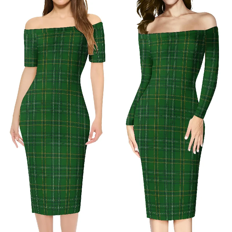 Wexford County Ireland Tartan Off Shoulder Lady Dress