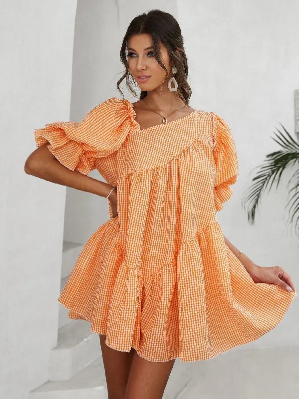 Women's Summer Casual Big Puff Sleeved Loose Dress