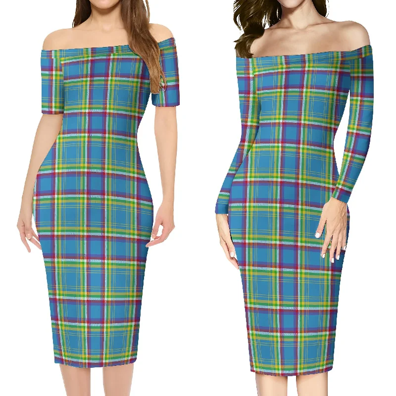 Yukon Territory Canada Tartan Off Shoulder Lady Dress