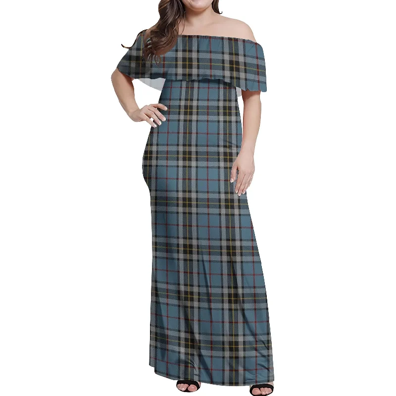 MacTavish Dress Tartan Off Shoulder Long Dress