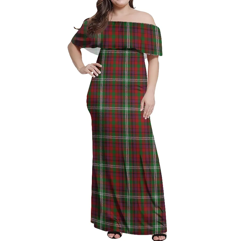 Maguire Tartan Off Shoulder Long Dress