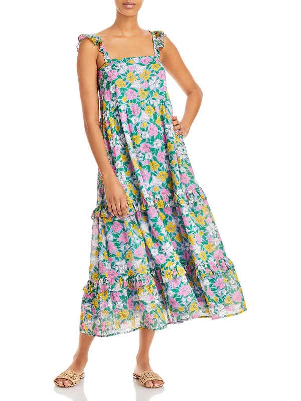 Penelope Womens Floral Ruffled Maxi Dress