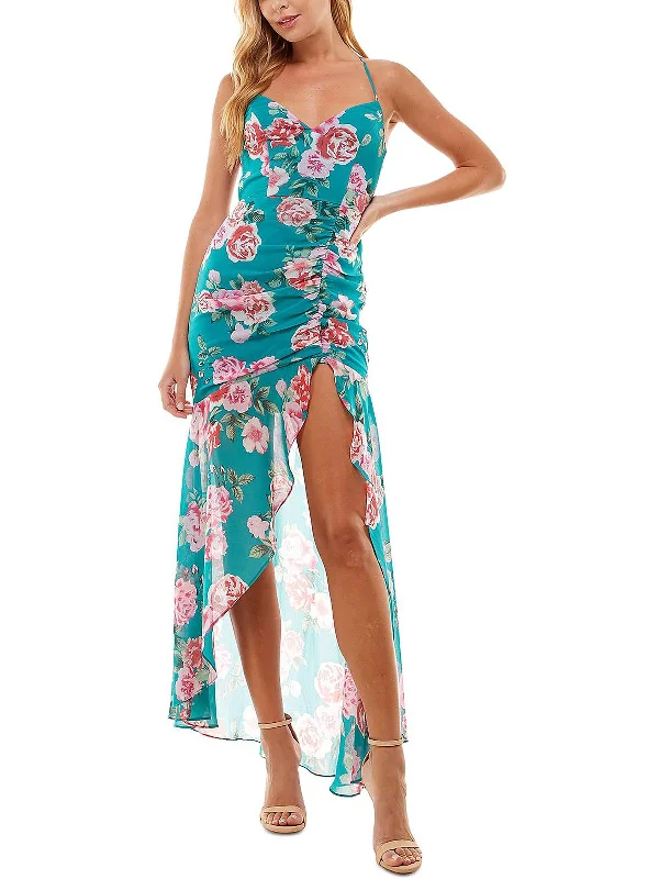 Womens Chiffon Floral Maxi Dress