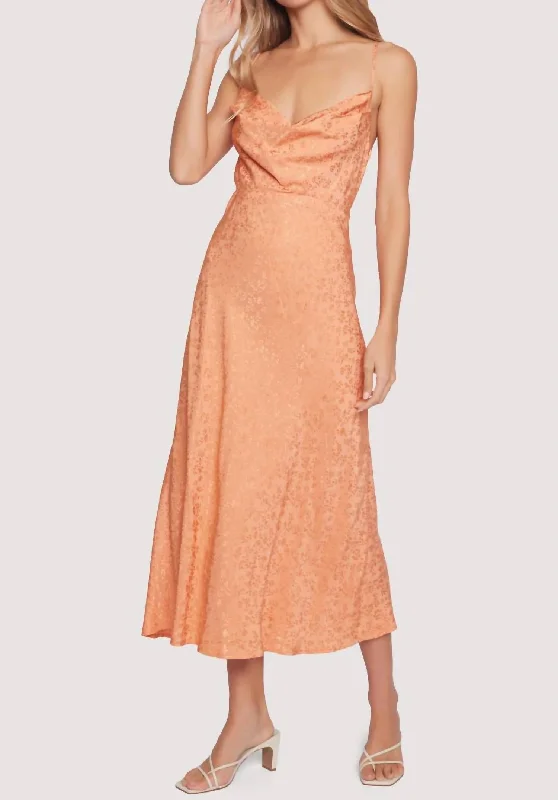 Peach Midi Dress In Orange