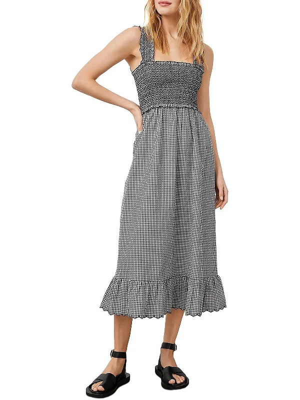 Rumi Womens Gingham Midi Sundress